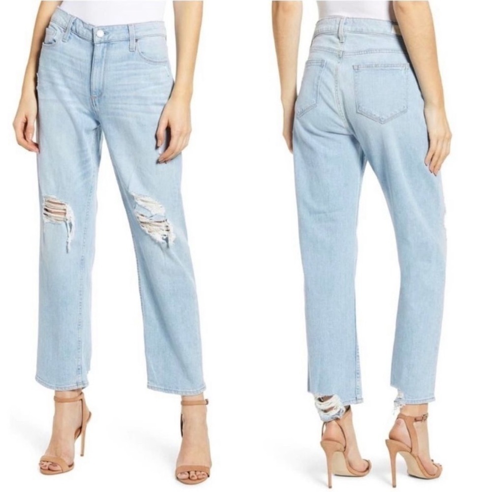 Paige Noella destructed light wash boyfriend jeans